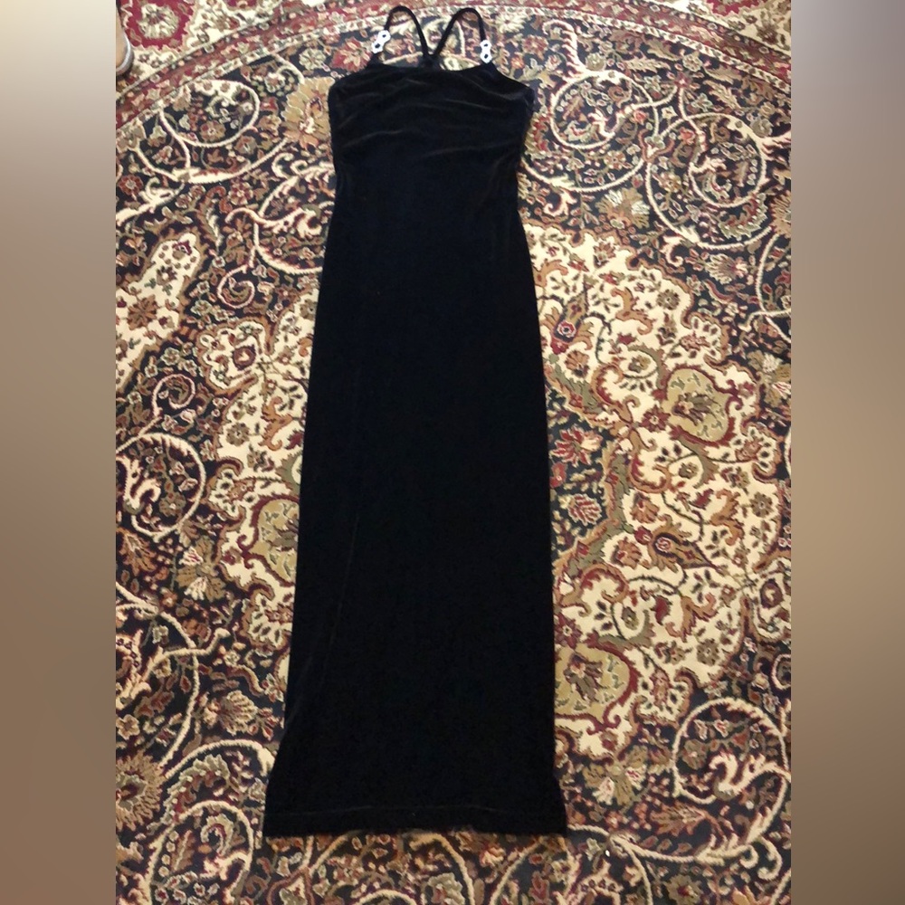 Be Smart 5/6 Chic Strapless Black velvet Dress gown strapped back